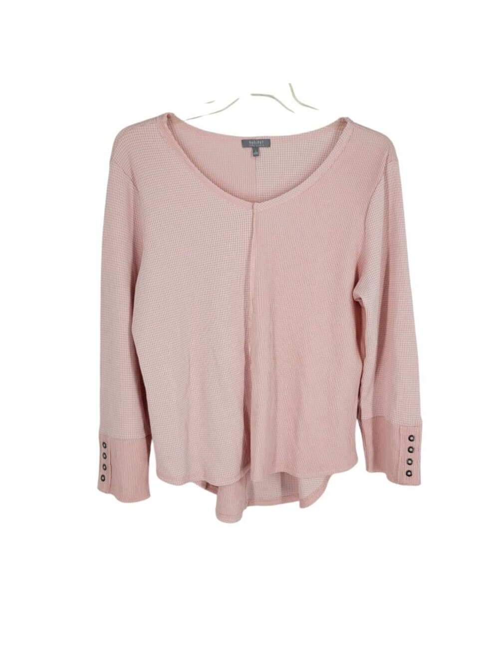 Habitat Large Waffle Knit Top Thermal High Low Hem Grommet Cuffs Lagenlook